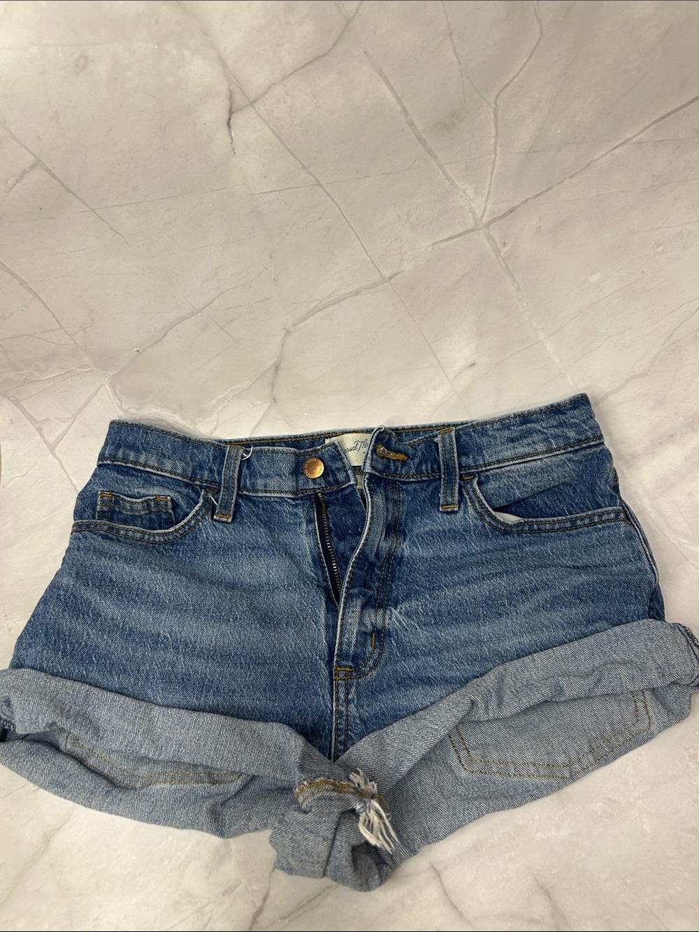 Universal Thread Women's Blue Rolled-Cuff Denim Shorts